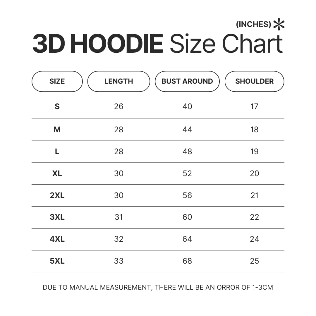 3D Hoodie Size Chart - Suicide Boys Shop